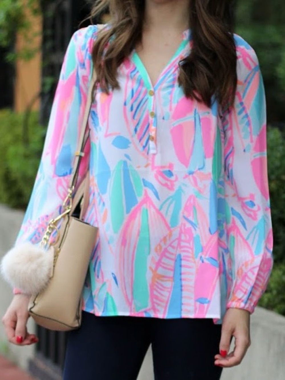 Lilly Pulitzer Elsa Pink White Blue Silk Blouse Out To Sea Size XXS Retail $158